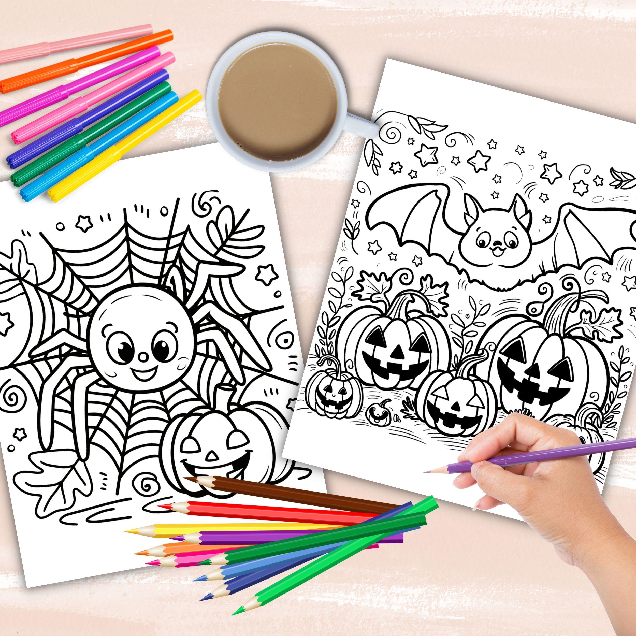 Easy Halloween Coloring Book for Kids, Large Print Halloween Coloring