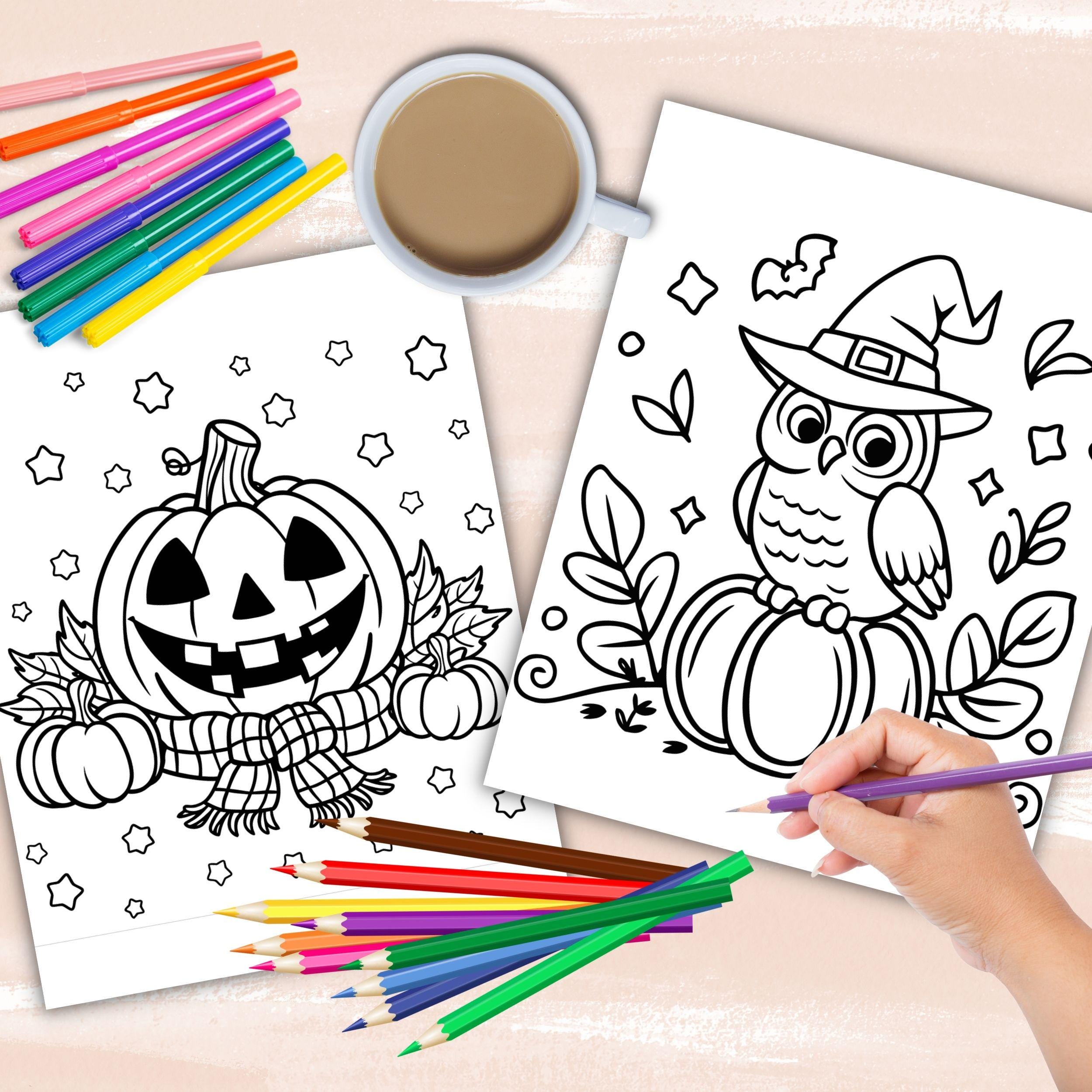 Easy Halloween Coloring Book for Kids, Large Print Halloween Coloring