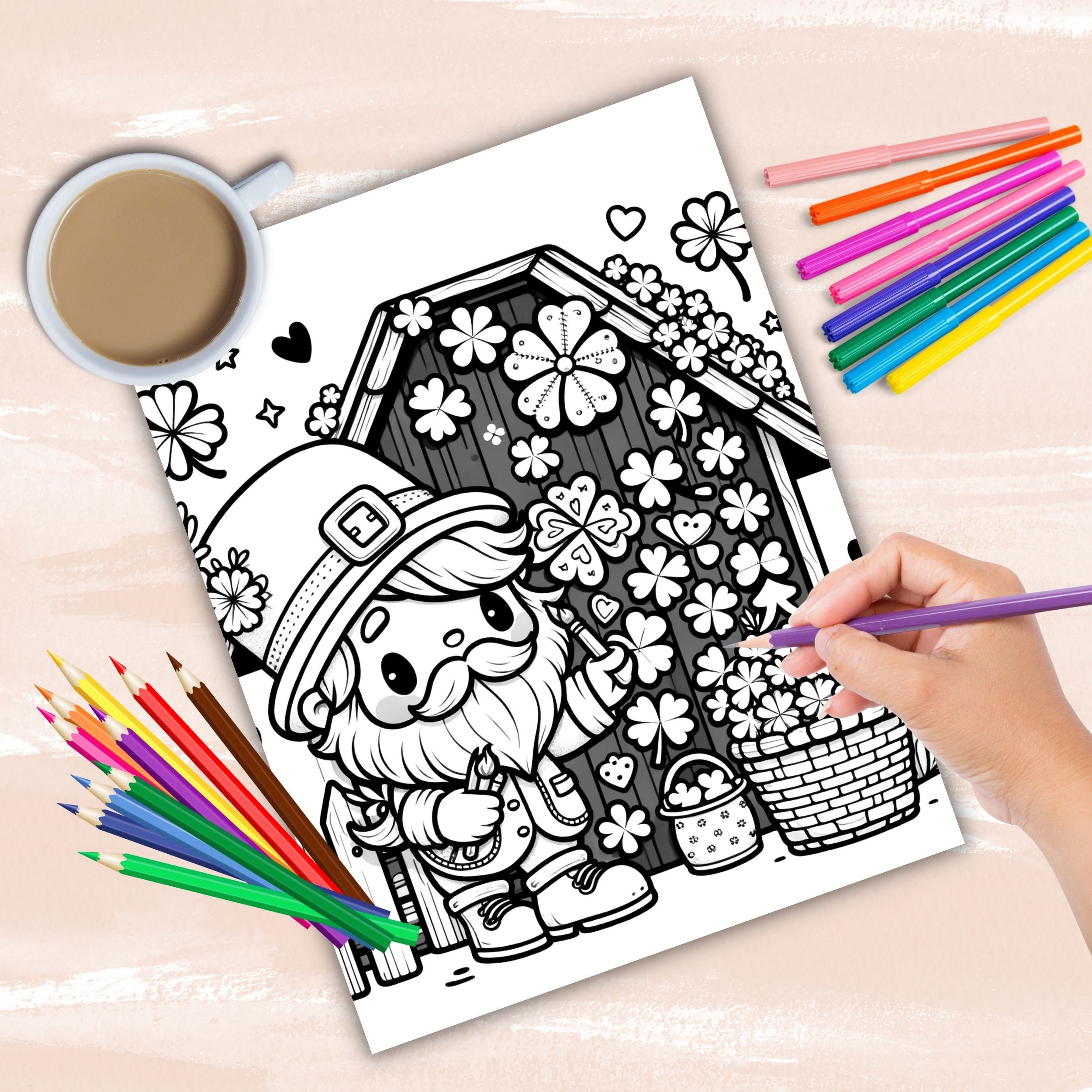 St Patricks Day Shenanigans Coloring Book, Cute Leprechaun Coloring
