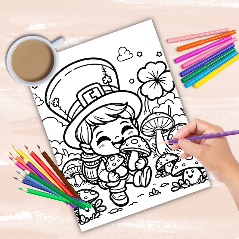 St Patricks Day Shenanigans Coloring Book, Cute Leprechaun Coloring