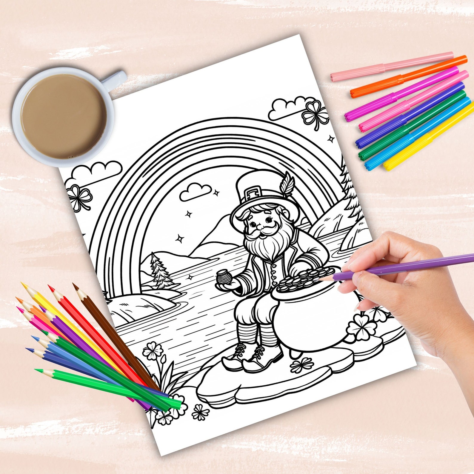St Patricks Day Shenanigans Coloring Book, Cute Leprechaun Coloring