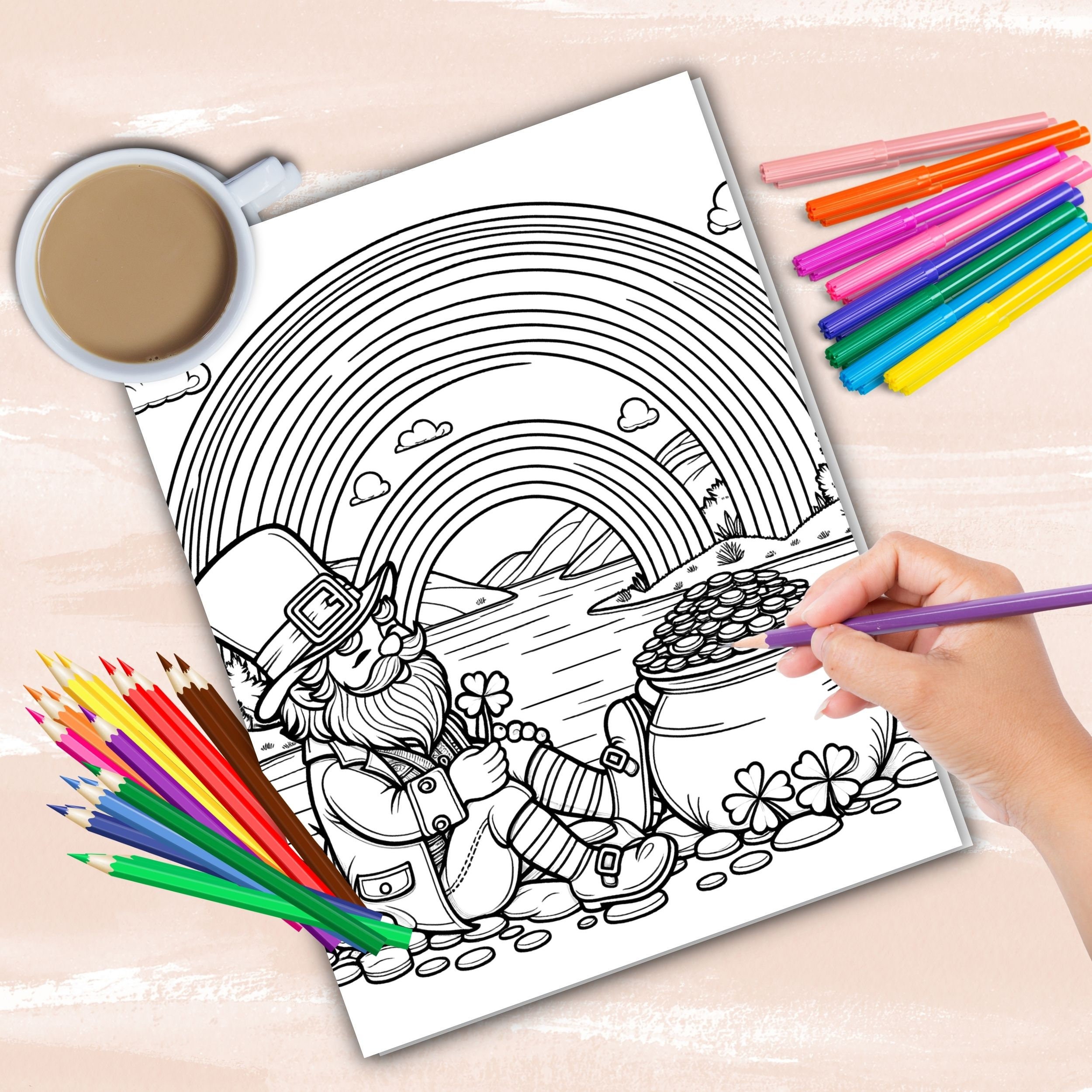 St Patricks Day Shenanigans Coloring Book, Cute Leprechaun Coloring