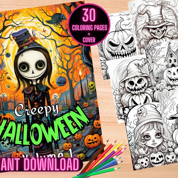 Halloween Coloring Pages - Etsy
