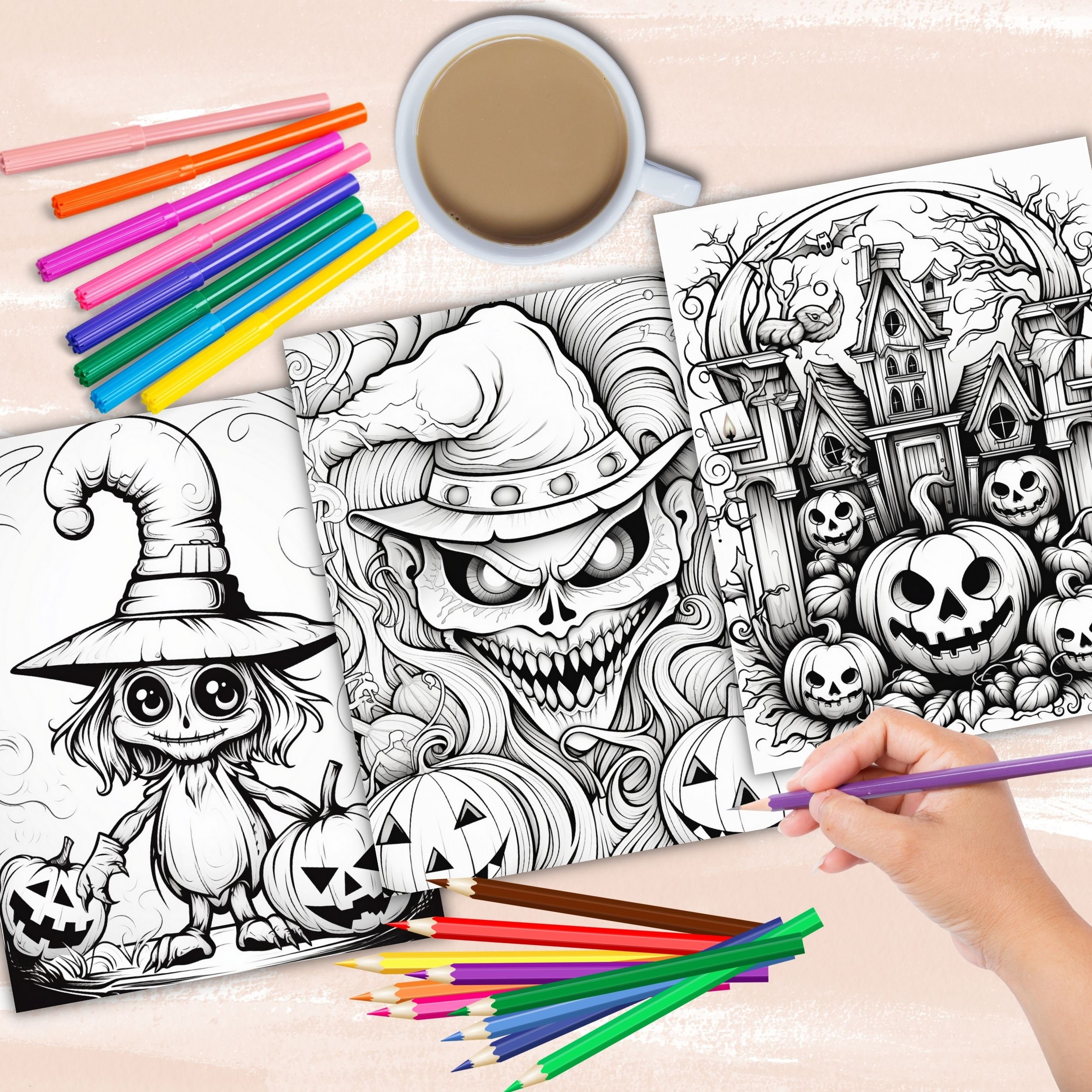 Ghostly Encounter Coloring Page