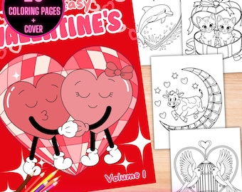 Libro para colorear del día de San Valentín, páginas para colorear de San Valentín fáciles y atrevidas para niños, libro para colorear de corazones bonitos, hojas para colorear de amor del día de San Valentín