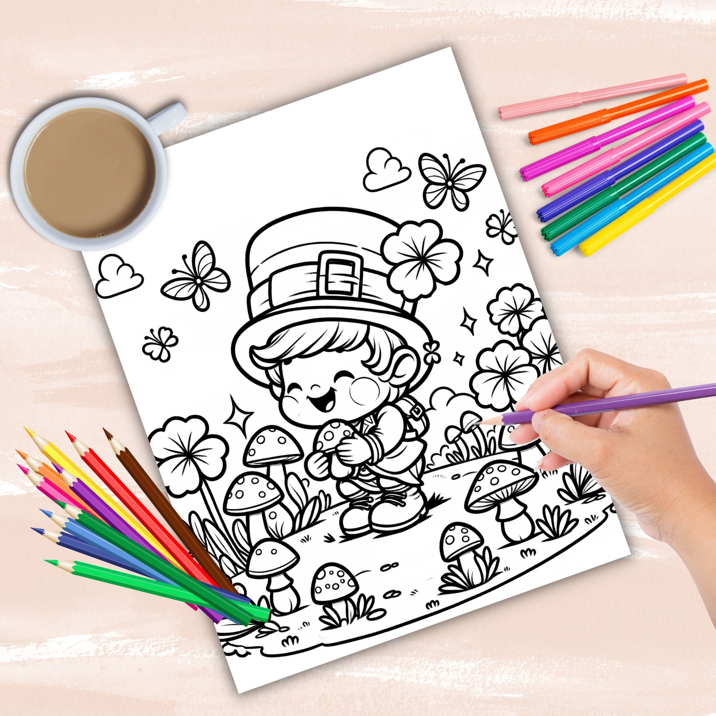 St Patricks Day Shenanigans Coloring Book, Cute Leprechaun Coloring