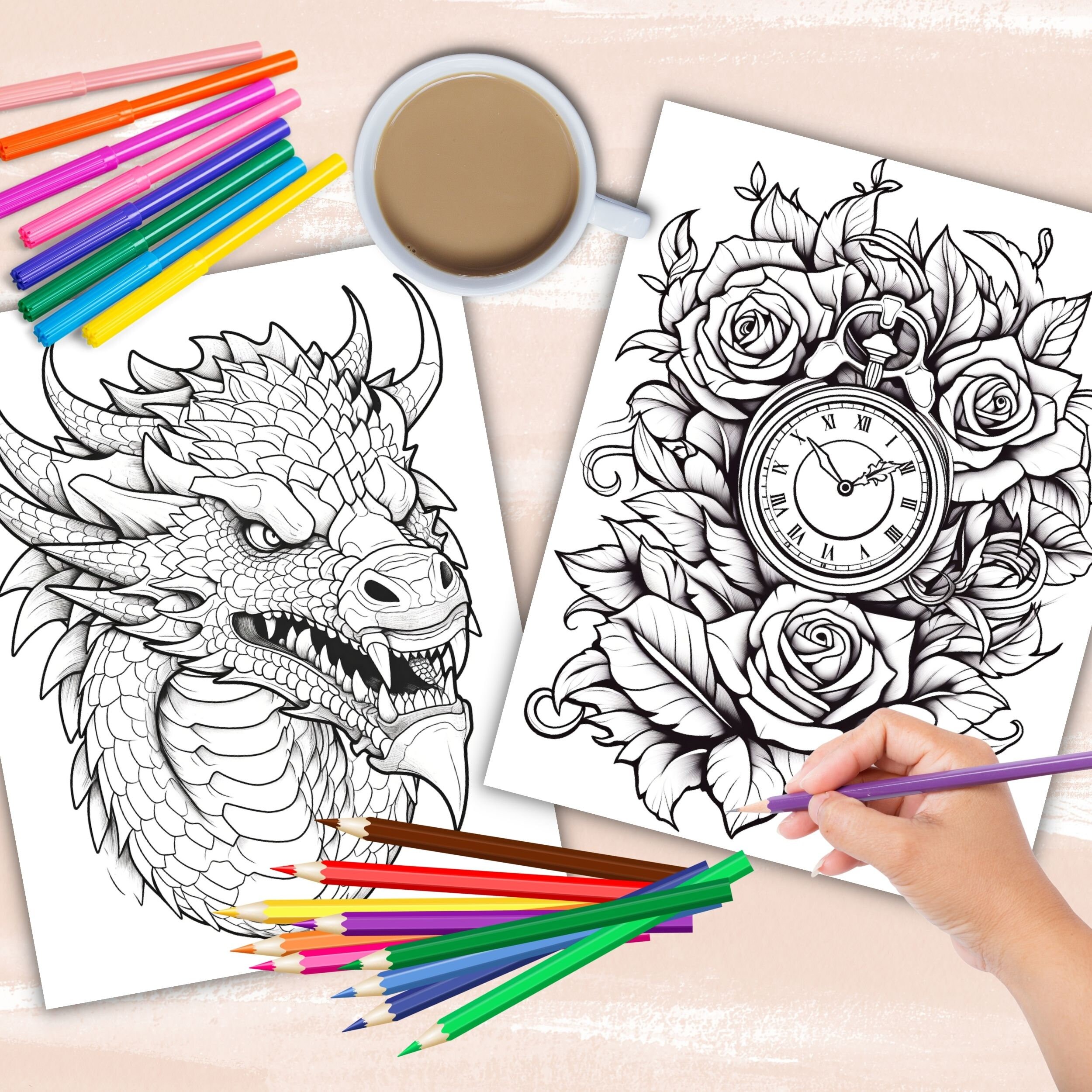 Tattoo Art Coloring Book, Tattoo Illustrations Coloring Book, Cool Body ...
