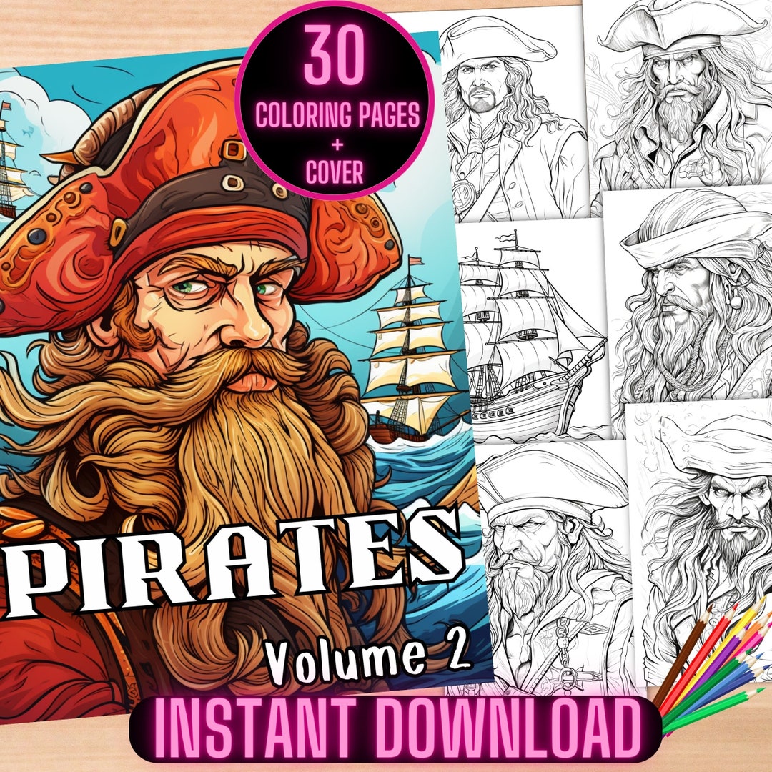 Pirates Coloring Book, Buccaneers Coloring Pages, Bearded Pirates ...