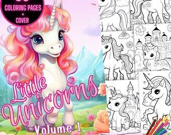 Little Unicorns Coloring Pages, Unicorn Fantasy Coloring Book, Cute Unicorns Coloring Book, Childrens Unicorn Coloring Images, Kids Coloring