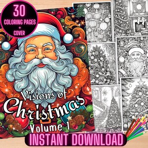 Visions of Christmas Coloring Pages, Merry Christmas Coloring, Holiday Coloring Pages, Christmas Tree Coloring Sheets, Santa Claus Coloring