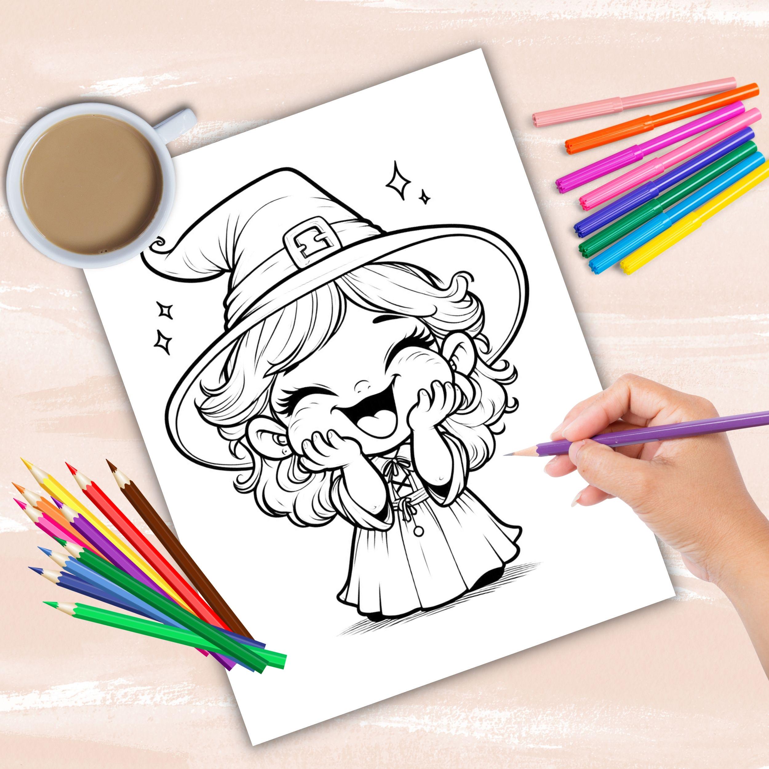 Funny Witch Coloring Book, Funny Halloween Coloring Pages for Kids ...