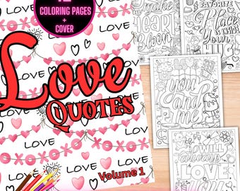 Love Quotes Coloring Book, Valentines Doodle Pattern Coloring Pages, Valentines Sayings Coloring Book, Valentine's Mandala Coloring Sheets