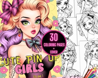 Jolies filles pin up à colorier, livre de coloriage belles filles, livre de coloriage modèles pin up, livre de coloriage pour adultes, livre de coloriage en niveaux de gris