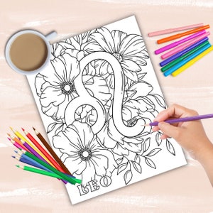 Zodiac Signs coloring book, astrology coloring pages, zodiac charts coloring sheets, instant digital download PDF printable coloring sheets