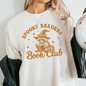 Spooky Readers Book Club Raccoon Halloween Shirt Vintage Style, Spooky Book Club Raccoon Shirt, Halloween Book Club Shirt, Spooky Book Club