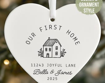 Personalized Our First House Christmas Ornament, First Home Address Keepsake, Gift From Realtor First Time Homebuyer Gift Ceramic First Home