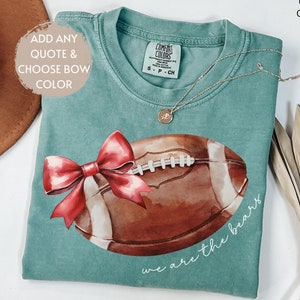 Custom Football Mom Shirt Bow Comfort Colors®, Mascot Bow Shirt, Coquette Bows School Spirit Tshirt, Cheer Mascot Tee, Football Team Jersey