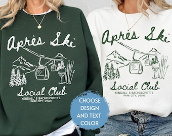 Custom Apres Ski Bachelorette Sweatshirt Shirt, Girls Trip Weekend Sweater, Apres Ski Social Club, Bride Bach Club Martini Shirt Sweater