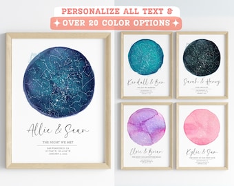 Carte des étoiles personnalisée en téléchargement numérique, carte des étoiles pour les couples, carte du ciel par date de bébé, cadeau de mariage, anniversaire de couple, date de naissance, carte des étoiles