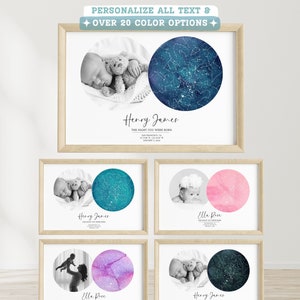 Carte des étoiles personnalisée pour la famille en téléchargement numérique, carte des étoiles par date de bébé, anniversaire de la carte des étoiles, carte des étoiles pour les couples de maman, cadeau premier baiser de la carte des étoiles