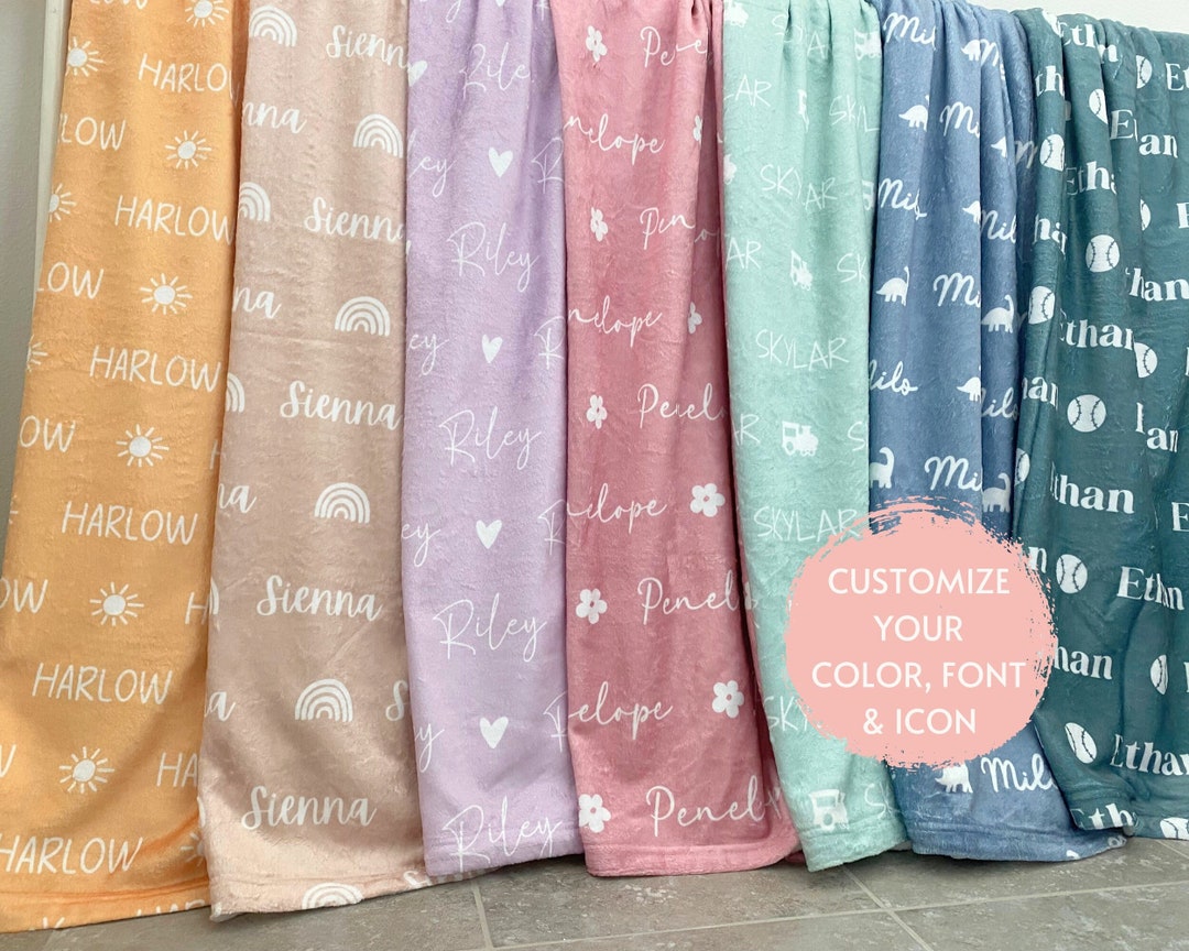 Personalized Name Blanket for Daughter Girl Boy, Customized Name Baby