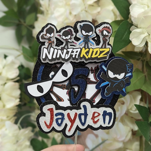 Ninja kids themed personalised custom 3d cake topper birthday cake party boys girls children's accessories