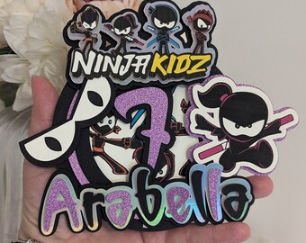 Girls Ninja kids themed personalised custom 3d cake topper birthday cake party boys girls children's accessories