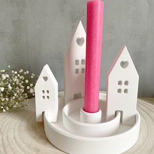 Decorative plate with light houses candle plate with house candle holder light house decorative bowl small gift Raysin white city of lights