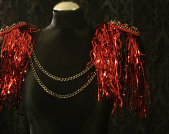 Epaulette Schulterkappe Festival Lametta Tinsel fringe burning man