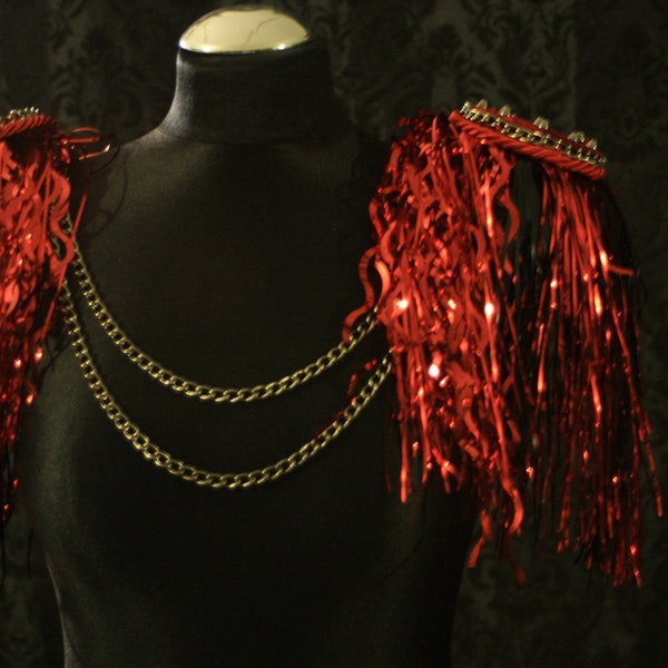 Epaulette Schulterkappe Festival Lametta Tinsel fringe burning man