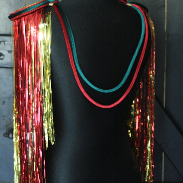 Epaulette Schulterkappe Festival Lametta Tinsel fringe burning man