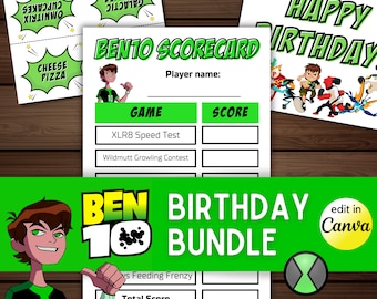 Ben 10 Birthday Bundle: Printable Party Decor (Canva Editable)