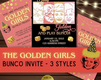 Bunco invitation - golden girls - instant download, 3 styles, 5x7