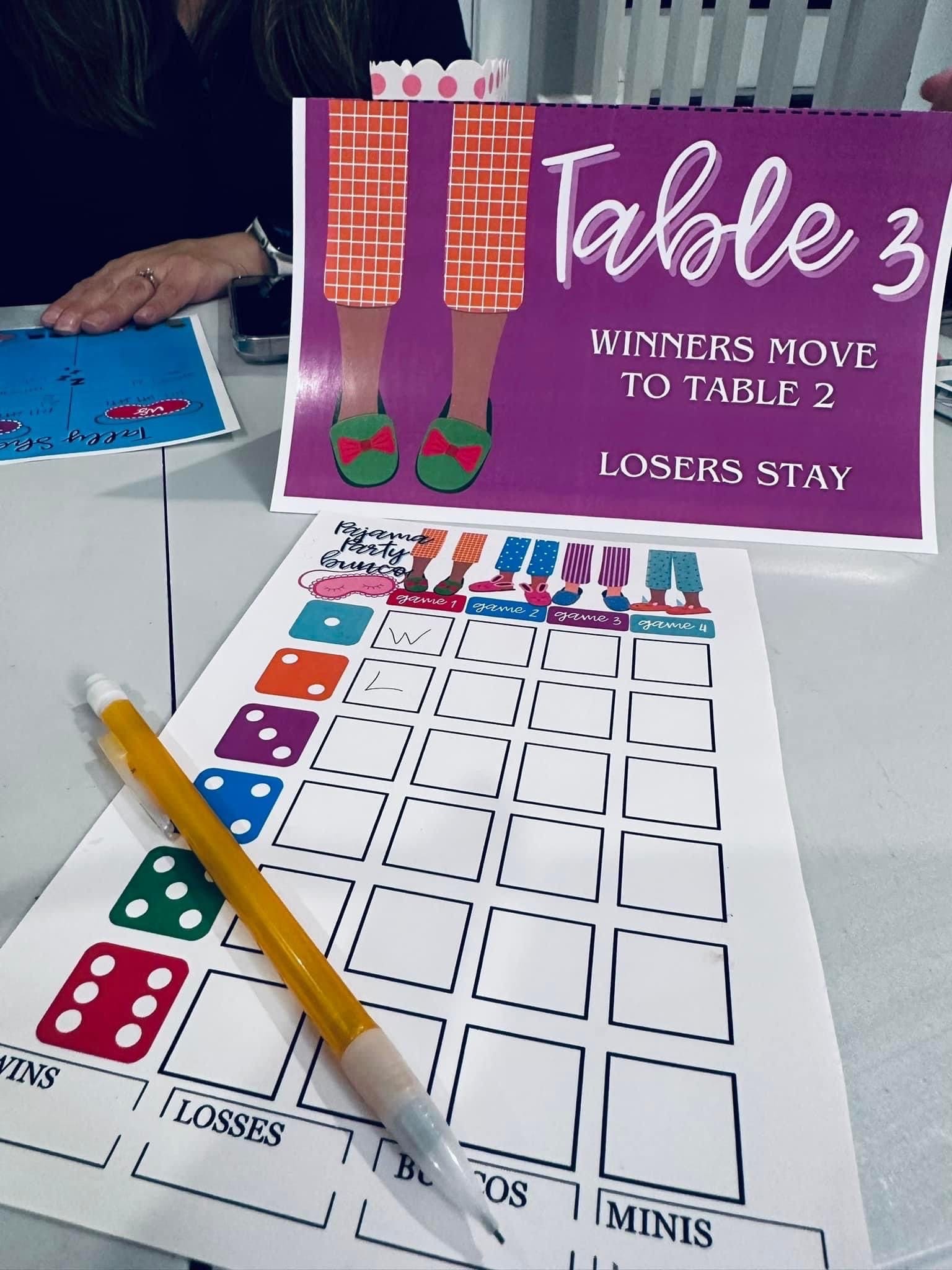 Bunco Pajama Party Slumber Party Instant Download Score Sheets Table ...