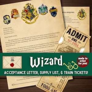 Custom Order - Natasha - Magier Aufnahmeschein, Materialliste und Zugtickets - auf Bestellung - digitaler Download PDF und JPG