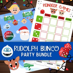 Bunco - Rudolph het rendier met rode neus bunco set bumble digitale download instant