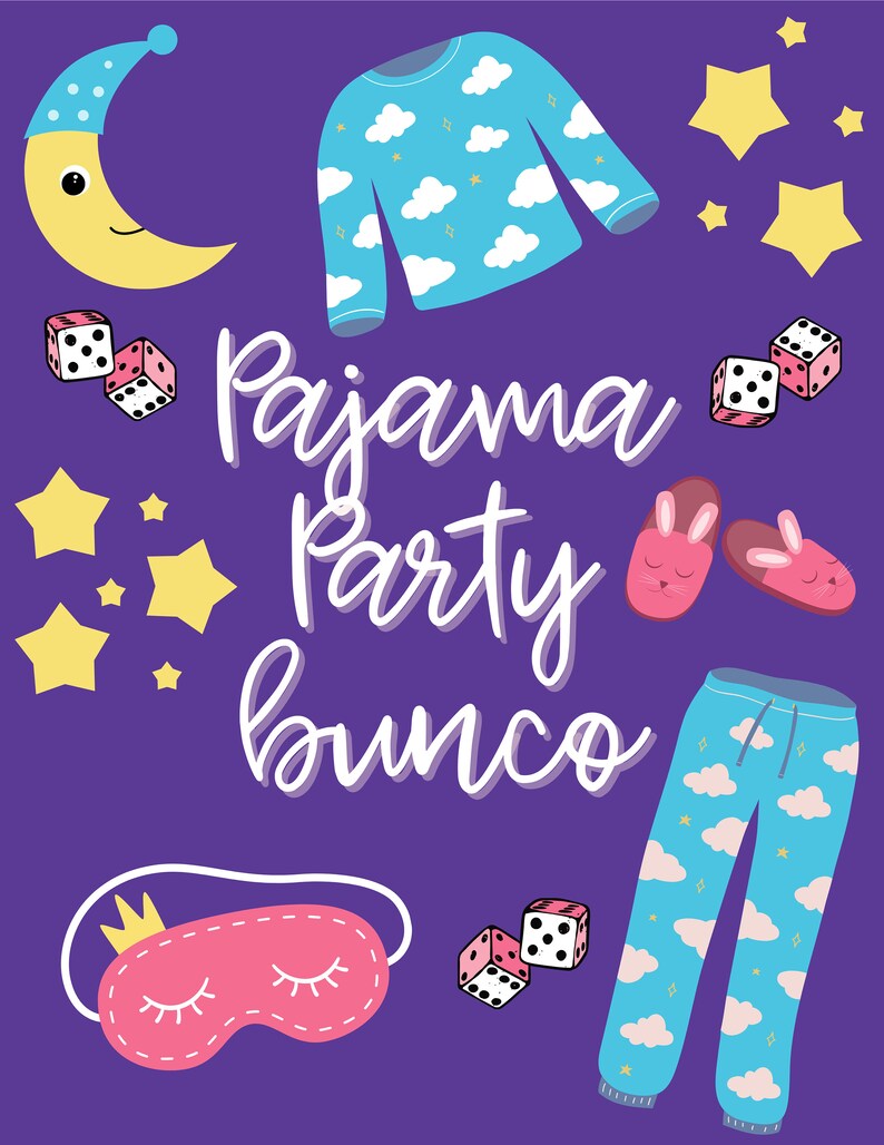 Bunco - Pajama Party Slumber Party Instant Download Score Sheets Table ...