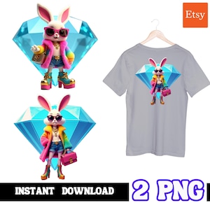 Urban Cute Bunny | Girl Bunny  Designs | Fan Art | Instant Digital Download | Sublimation | Graffiti Designs | Urban T-Shirts | 2 PNG |