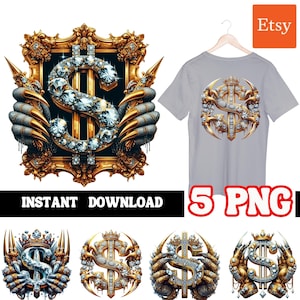 Hip Hop PNG | Sublimation Designs | Glitter PNG Files For Sublimation | Dollar Sign PNG | Gangster Trap Designs | Gangster Fan Art |