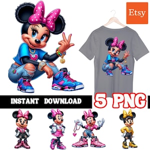Cute Mini Mouse | Urban Mouse | Vagrant Trap Designs | Fantasy Fan Art | Instant Digital Downloads | Sublimation | Hiphop T-Shirts | 5 PNG |