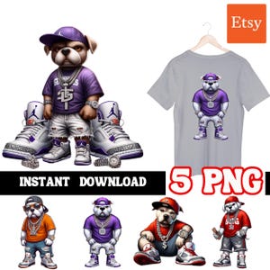 Cool Dog | Urban Gangster Dog | Gangster Trap Designs | Fantasy Fan Art | Instant Digital Downloads | Sublimation | Hiphop T-Shirts |