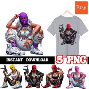 Ski Mask Woman Png | Gangster Trap | Plug Mafia | Mob Crime Criminal | Thief Vagrant Png | Street Rap Rapper | Hip Hop Art | Hustling Tattoo