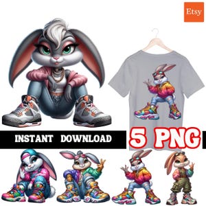 Cute Girl Bunny | Urban Girl Bunny| Gangster Trap Designs | Gangster  Fan Art | Digital Designs| Sublimation | Hiphop T-Shirts |5 PNG |