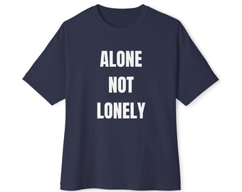 Alone Not Lonely tee | Navy minimalist text shirt