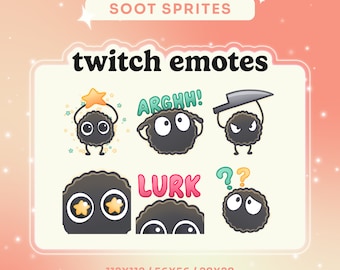 Paquete de gestos Soot Sprites para Twitch/Discord/YouTube / Gesto estilo Studio Ghibli / Streaming / Gesto Susuwatari