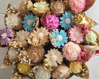 Bougie décorative | bouquet de fleurs | Bougie parfumée| Bougie fleurs | cadeau invité | mariage | baptême | anniversaire