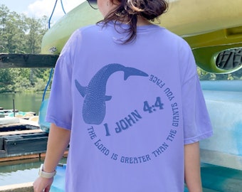 Whale Shark Shirt Ocean Inspired Style Christian Merch Faith Over Fear Coconut Girl Aesthetic Whale Shark Gift Ocean Animal Shirt Beachy Top