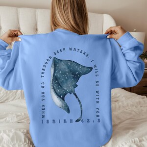 Stingray Sweatshirt Beachy Sweatshirts Faith Over Fear Christian Merch Coastal Ocean Beach Sweater Stingray Gifts Ocean Inspired Style Beach