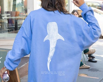 Whale Shark Sweatshirt Beachy Hoodie Christian Crewneck Beachy Sweatshirts Beachy Girl Stuff Faith Based Coconut Girl Shark Clothing Preppy