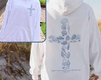 Sudadera con capucha de playa Seashell Cross Sudadera con capucha de playa Ocean Style Suéter de concha marina Ropa de niña Coconut Sudadera playera Granola Girl